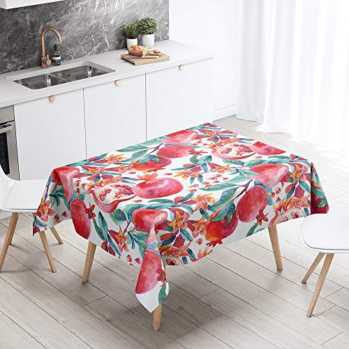 Tischdecke Abwaschbar Wasserdicht Abwischbar Schmutzabweisend, DOTBUY 3D Rechteckige Tischtuch Eckig Tischwäsche für Home Küche Garten Dekoration mit 4 klammern (Tomate,140x180cm)