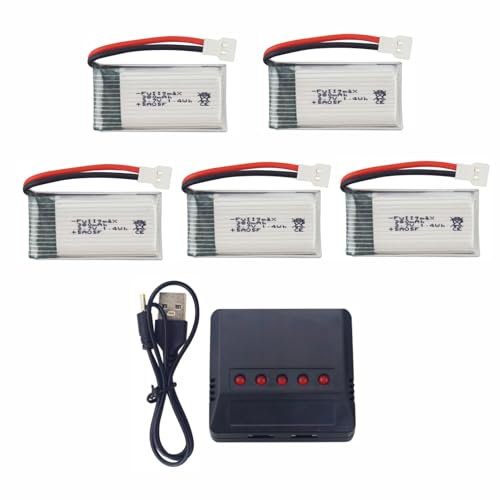 ZYGY 5x3.7V 380mah 25C Lipo Batería + 5en1 Cargador para Hubsan X4 H107 H107C H107L RC Quadcopter Syma X11 X11C HS170 HS170C F180C HS170G TOZO Q2020 E016H E016F FX801 V911S A120 XK A150 V966 drone