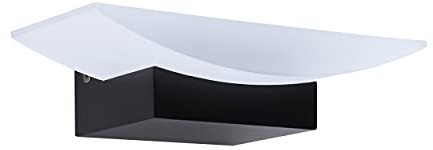 EGLO LED Wandlampe Metrass, 1 flammige Wandleuchte, Wandbeleuchtung für Innen aus Aluminium und Kunststoff, Wohnzimmerlampe in Schwarz, Satiniert, LED Flurlampe warmweiß