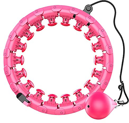 Smart Fitness Reifen, Verstellbarer Smart Hula Hoop FüR Erwachsene Kinder Gewichtsverlust, Abnehmbare Massage FitnessgeräTe FüR Den Bauch/Rosa / 24 Knots