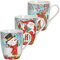 Lot de 3 tasses à café de Noël multicolores - En porcelaine classique - 10 cm - Pour Noël - Passe au lave-vaisselle et au micro-ondes