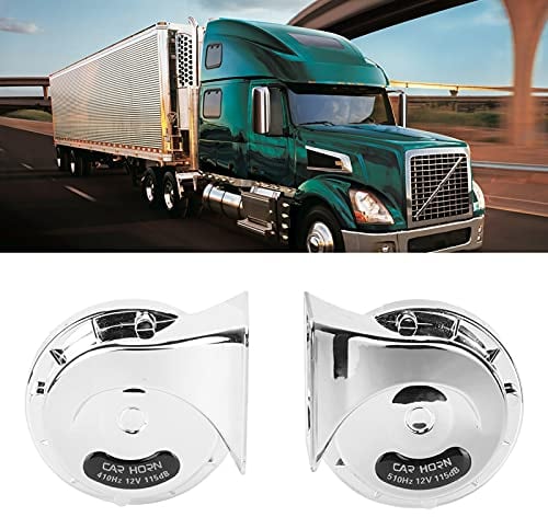 2Stück Hupe Autohupe Laut 115dB Horn Signalhorn Universal Lautes Horn Silber Hupe Autohupe Auto-Lufthupen-Kit Autohupe LKW Hupe 12V 510Hz Hupen-Kit für Alle 12V Trucks RV Motorcycles UTV ATV