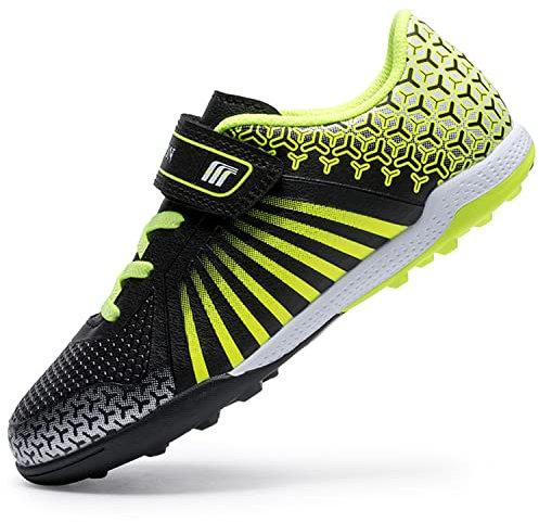 VLOOKST Boys' Football Boots Kids Girls Astro Turf Trainers Non-Slip Junior Soccer Shoes Sports Shoes Outdoor Athletic Sneakers Football Shoes Unisex Black 2.5UK
