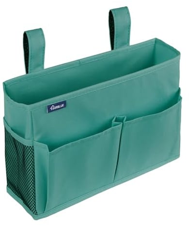Surblue Nachttisch Caddy Hängebett Organizer Aufbewahrungstasche Tasche für Etagen-und Krankenhausbetten, Studentenwohnheime, Babybettgitter, Lager 8 Taschen(klein,blaugrün)