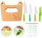Goodchef Juego de cuchillos infantiles de 5 piezas para cortar y cocinar frutas o verduras para niños pequeños, incluye cuchillo de madera a prueba de niños a partir de 2 años (dinosaurio de ojos