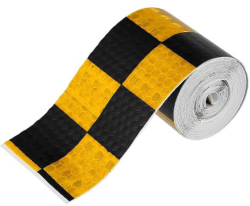 X AUTOHAUX 1uds Reflectante Seguridad Cinta Adhesivo Marcado Señales Amarillo Negro