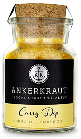 Ankerkraut Curry-Dip Gewürz, 90g im Korkenglas, Einfach Selber Machen, Perfekt für Grill-Abend mit Baguette-Brot, Zuckerfrei, Lecker Beilage Premium Qualität