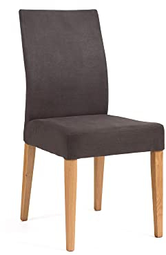 moebel-eins SIRION Polsterstuhl aus Eiche, Material Massivholz/Bezug Mikrofaser, Dunkelbraun