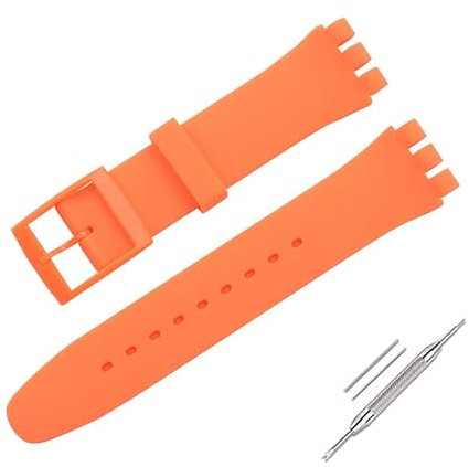Cinturino per orologio da polso in silicone impermeabile,cinturino orologio (17mm, arancione)