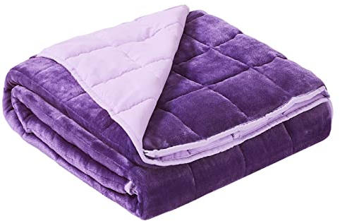 Satwip Gewichtsdecke, Violett, 5,4 kg, flauschig, warm, Flanell, gewichtete Bettdecke mit weichem, atmungsaktivem Sand, 121,9 x 182,9 cm, Violett