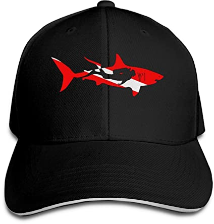 803 Baseballkappe Shark Diver Tauchen Sandwich-Kappe Verstellbar Vintage Basecap Klassische Sonnenmütze, Für Laufender, Draußen, Herren