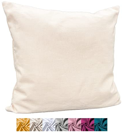 heimtexland ® Deko Kissenhülle Baumwolle Kissen Bezug Natur Dekokissen Typ849 Natur 48x48 cm