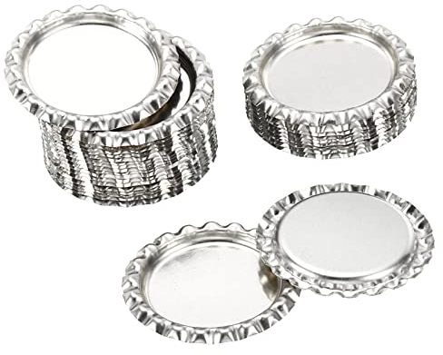PATIKIL 1 Inch Flat Decorative Bottle Caps, 30 Pack Craft Bottle Pendant Trays Double Sides Printed for DIY Pendants Craft Scrapbooks, Silver Tone