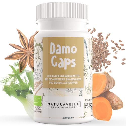 ABVERKAUF: DamoCaps® | Darmkapseln mit hochwertigen Bio-Kräutern und Bio-Gewürzen | Premium-Komplex I Hochdosiert, vegan und laborgeprüft, 90 Kapseln