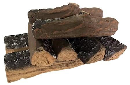 Juego de troncos grandes para chimenea de gas, troncos de madera de cerámica. Uso en interiores, inserciones de gas, ventiladas, eléctricas o exteriores, chimeneas y hogueras. Accesorios realistas de
