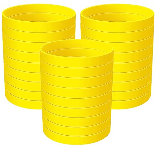 Morcheiong Blank Rubber Bracelets - 100pcs Yellow Silicone Wristbands for Men Women and Teens