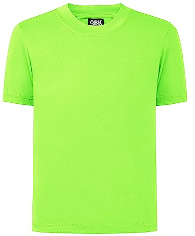 QBK 2T to Youth Neon Shirt Kids UPF 50+ Dry Fit Athletic Short Sleeve Rash Guard T Shirts for Boys Girls Sports Undershirt (Green S)