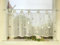 Devola Gardinen mit Glanzdruck Scheibengardine mit Schlaufen Weiß Bistrogardine Transparent Kurzgardine Kinderzimmer Kleinfenster Gardinen Modern HxB 60x120cm Herzmuster 1 Stück
