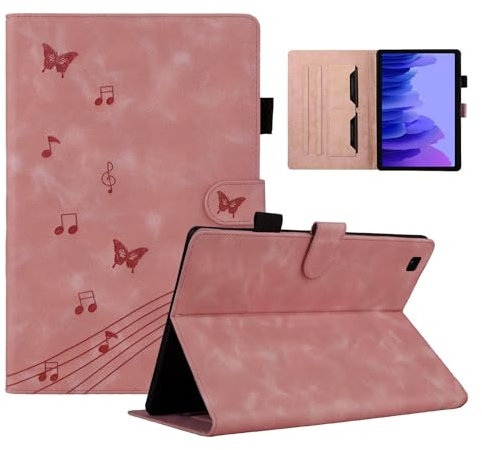 LSPCASA Cover Tablet Samsung Galaxy Tab A7 10.4 SM-T500/T505/T507 Con Slot Per Schede, Modello Di Farfalla, Custodia Rosa