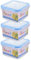 HOMESHOPA Plastic Airtight Food Storage Container, 3 Pack 400ml Square Leakproof Stackable Container with Clip-Lock Lid, BPA Free Reusable Meal Prep Lunch Box, Microwave Freezer & Dishwasher Safe