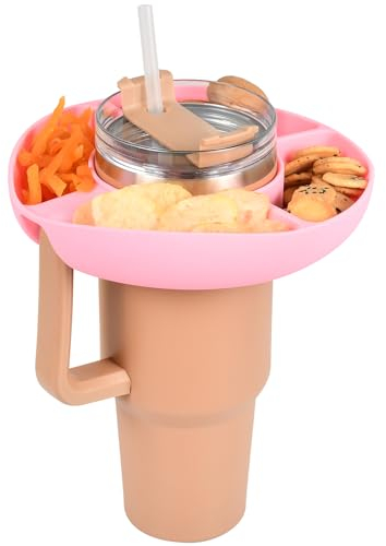 Bowl for Stanley Cup 40 oz Tumbler, Quencher Snack Tray With Handle, Reusable Silicone Holder Storage Top Ring Candy Tray for Kids and Adults