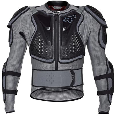 Fox Racing - Chaqueta Titan Sport – Chaqueta Protectora de Motocross de Montaña – Protección Completa, Ventilada, Protector de Espalda Desmontable, Protectores, Motocross, Gris Nube, 2X