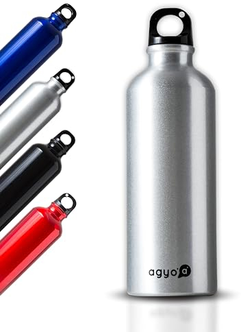 IPEA Borraccia NON Termica Leggerissima in Alluminio - 500 ml - Bottiglia Non Termica in Metallo per Bevande e Sport da portare in Viaggio, Outdoor, Lavoro, Ufficio, Scuola - con Moschettone - Argento