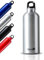 IPEA Botella no térmica muy ligera de aluminio – 500 ml – Botella no térmica de metal para bebidas y deportes para llevar de viaje, al aire libre, trabajo, oficina, escuela – con mosquetón – Plata