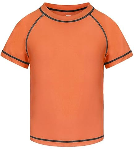 Csqtongan Jungen Schwimmshirt UV Shirt Schwimmen Top Badeshirt Kinder Kurze Ärmel Rash Guard Bademode Schnell Trocken T-Shirt Koralle 5T