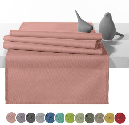 heimtexland Outdoor Tischläufer Garten Tischdecke 45x145 Tischdeko wasserabweisend wetterfest UV-beständig Typ551 Altrosa