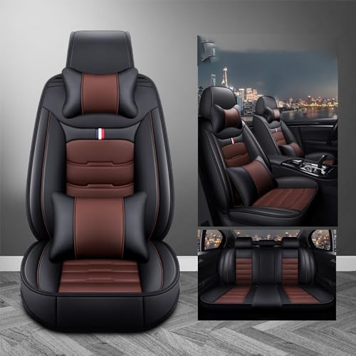 FDCYQW Voiture Ensembles Complet Housses Siège, pour Toyota Handlander Hybrid 4.Gen (XU70) 5-Seats Confortables Respirant Lavable Coussin Accessoires Interieur,A/Black Coffee-Luxurious