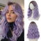BUPPLER Lila Strähnchen Perücke 45,72 cm Mittellange Perücken für Frauen Mittelscheitel Synthetisches Haar Wellige Perücke mit verbesserten Strähnen,Natürliche Perücke für Alltag Party/Halloween