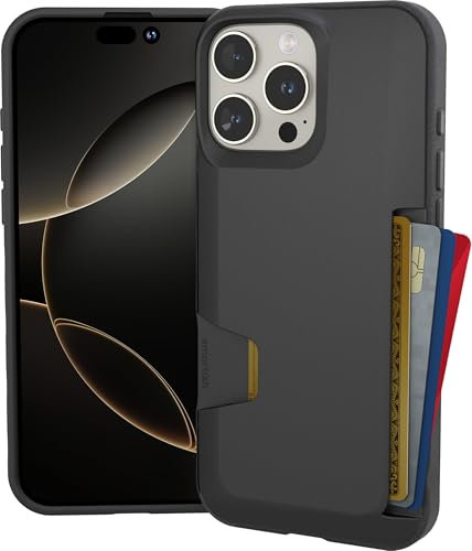 Smartish® iPhone 16 Pro Max Wallet Case - Wallet Slayer Vol. 1 [Slim + Protective] Credit Card Holder - Drop Tested Hidden Flip Card Slot Cover Compatible w/Apple iPhone 16 Pro Max - Black Tie Affair