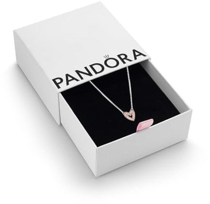 Pandora Sparkling Freehand Heart Necklace - 14k Rose Gold & Cubic Zirconia - Gift for Her - With Gift Box