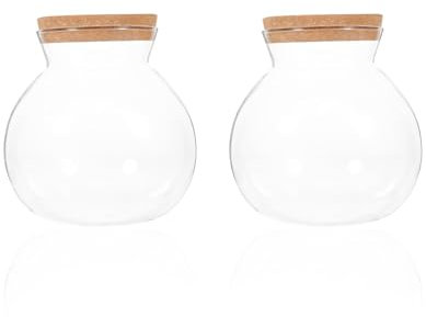 Litinliv 2 Piezas Tarros de Vidrio con Tapa, Tarros de Cristal con Tapa, Tarros de Vidrio para Conservas, Tarro de Vidrio de Almacenamiento, Frasco de Vidrio con Tapón de Corcho de Madera, 500ml