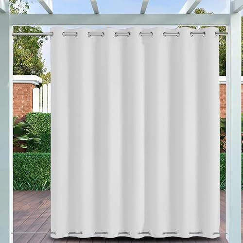 Outdoor Vorhänge mit ösen Oben und Unten, Outdoor Vorhänge Wetterfest Sonnenschutz Blickdicht Outdoor Gardine für Pavillon Terrasse | 1 Stück, Weiß, B213xH259cm