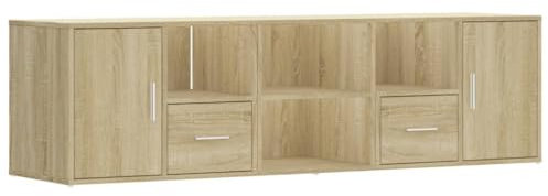 vidaXL Eckregal, Eckschrank 2 Montagemöglichkeiten, Schrank mit Stauraum, Aufbewahrungsschrank Vitrine für Wohnzimmer, Sonoma-Eiche Holzwerkstoff