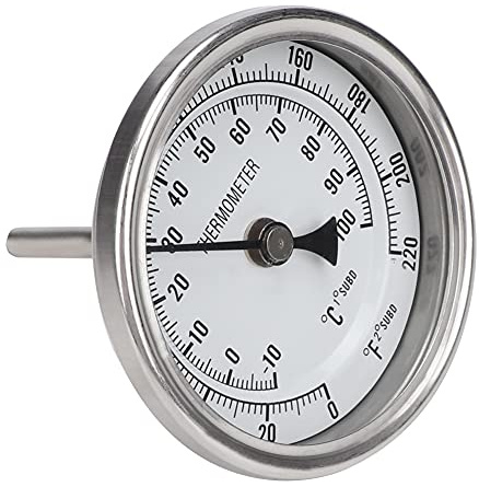 WPKD BLUEIY Bierbrau Thermometer, 1/2 NPT Edelstahl Topf Thermometer klar große Skala Metall Zifferblatt Thermometer zum Brauen von Bier Kaffee Getränke Süßigkeiten Ahornsirup