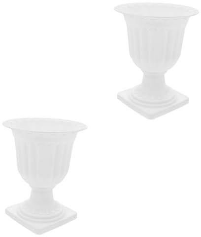 PAMINGONO 2stücke Kunststoff Blumentopf Für Und Dekoration Eleganter Römischer Pflanzer Für Innenräume Vielseitiger Blumentopf Für Balkon Und Garten Weiß