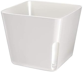 Zendea Maceta Cuadrada Blanca para Plantas, Flores o Hierbas aromáticas 13 x 11 cm – Ideal para Cultivar en jardín, balcón o terraza – Moderno con cómoda Transparencia para Control del Nivel del Agua