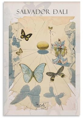 Salvador Dali Femme Schmetterlings-Poster, Wanddekoration für Schlafzimmer, Leinwand, Gemälde, Badezimmer, Kunst, Wanddekoration, 20 x 30 cm