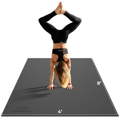 EnduraBull 8FT x 4FT Extra Large Yoga Mat - PVC Floor Exercise Mat with Carry Bag, Cleaning Cloth - Non slip Thick Workout Mats for Home Gym Flooring, Fitness Training Mat for Weights Pilates Cardio
