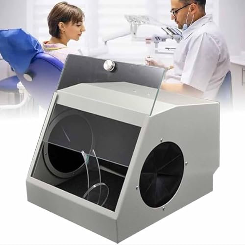 oiakus Modulare Strahlkabine, Sandstrahlkabine, Dentallabor-Staubbox Mit LED-Leuchten/Lüfter, Durchmesser 150 Mm/stufenloser Geschwindigkeitsschalter/40 W Großer Motor. Starke Absaugung