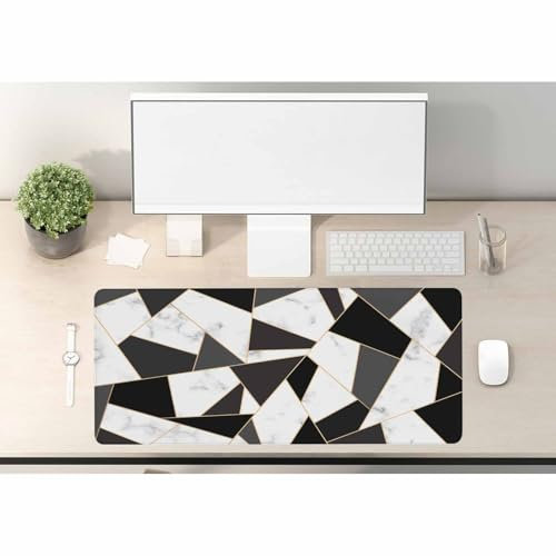 Woutay Gaming Mouse Pad,Black and White Geometric Marble,Non-Slip Desk Pad Desk Protector Mat