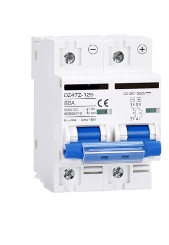 KTMBOHU Disjoncteur DC 500V 16A 32A 63A 80A 125A, onduleur/UPS/Batterie/Protection Solaire Contre Les surcharges et Les Courts-Circuits DC(20A)