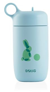 EQUA Trinkflasche 400 ml – Edelstahl Wasserflasche – BPA-frei – Auslaufsicher – Für Schüler, Schule & Alltag – Leicht, Langlebig & Spülmaschinenfest (Rabbit)