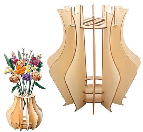 Vase für Lego Blumen, Holzvase für Lego Vase für Lego Blumen, Vases für Blumenstrauß, Holzpuzzle Blumenvase, DIY Holz Vases Kit für Home Decor Tischdekoration, Geschenk für Blumenliebhaber
