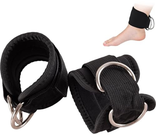 Ankle Straps for Cable Machine 1 Pair,Kick Back Ankle Strap With D Rings,Gym Ankle Strap,Weight Leg Training Brace Support Sport Safety,for Weight Lifting Curls Kickbacks Hip Abductor Body Exercises