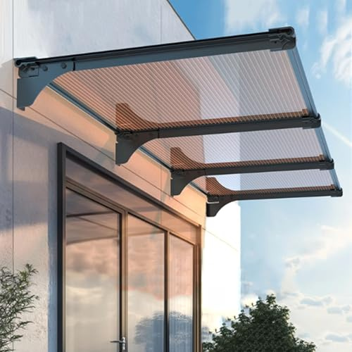 Auvent de Porte et Fenêtres en Aluminium,Toit Abri Contre la Pluie et UV,Marquise Solaire Abri,Marquise d'accueil en Polycarbonate,Couverture de Jardin Extérieur (50x140cm/20 x55)