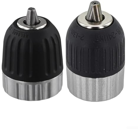 GLFLOW 2 Pack Drill Chuck Holder Set with Quick Release Mechanism, Fits 3/8 24UNF Thread Drills, Adjustable Clamping Range 0 8 10mm and 2 13mm